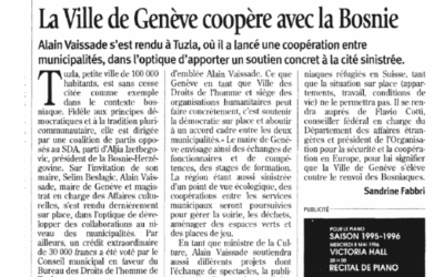 La Ville de Genève coopère avec la Bosnie