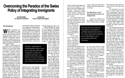 Overcoming the Paradox of the Swiss Policy of Integrating Immigrants